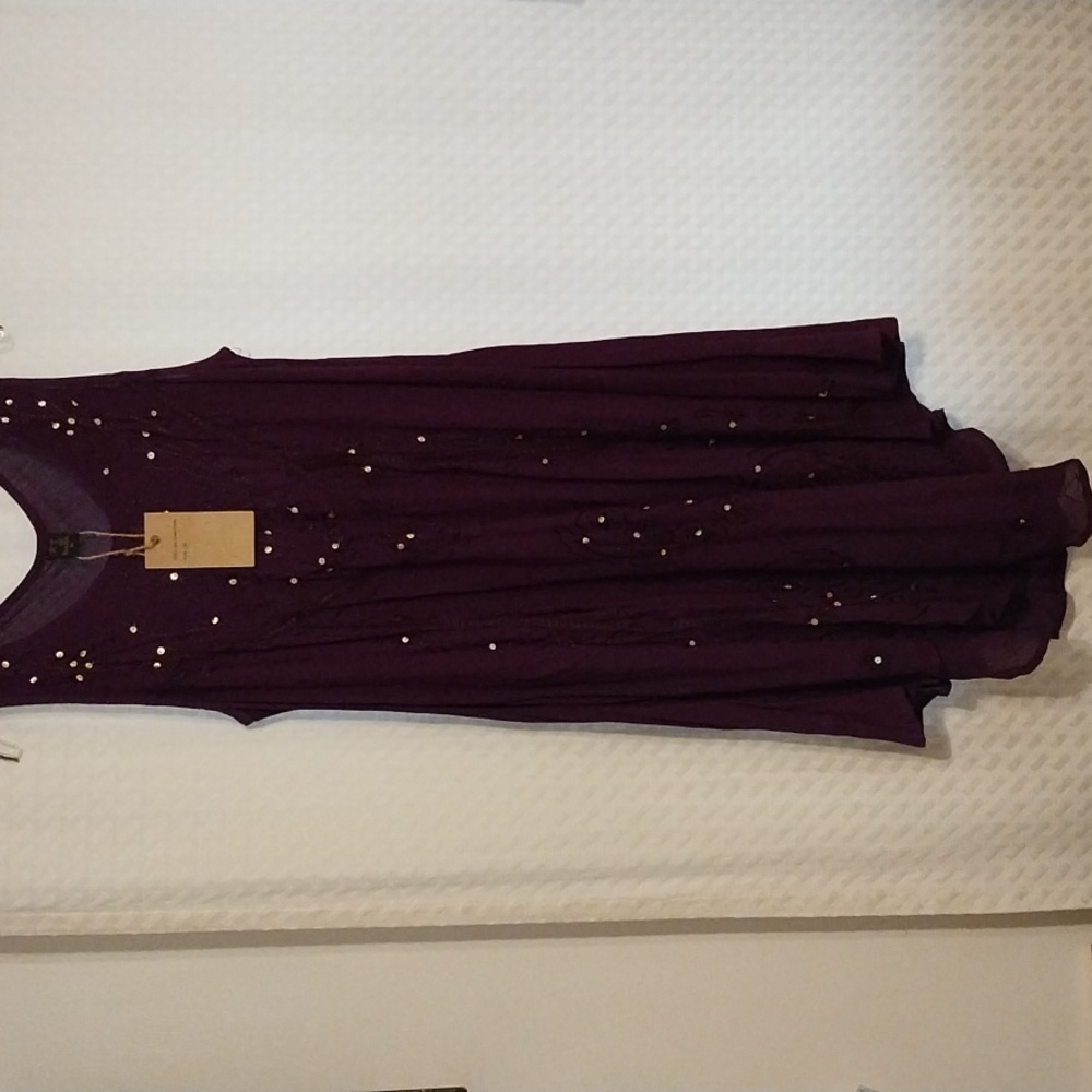 Sleeveless Asymmetrical Embellished Purple Dress